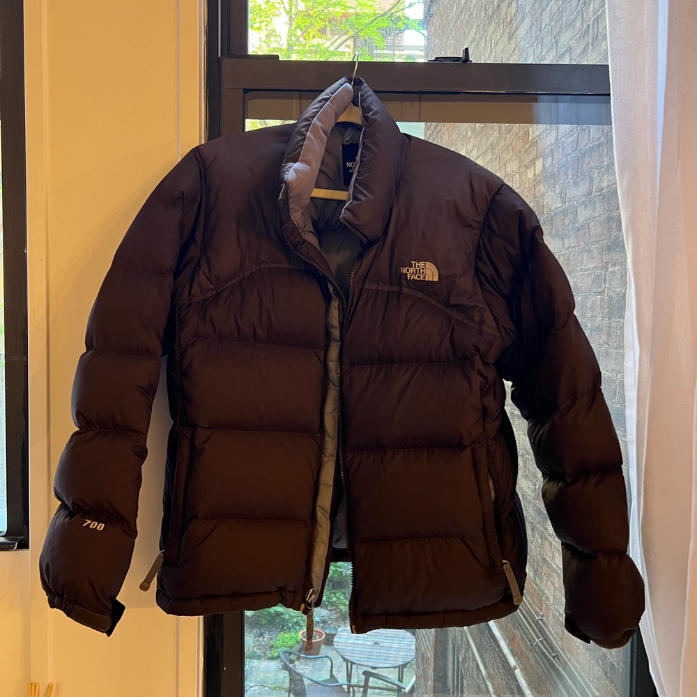 Women’s L Brown North Face Nuptse 700 Down Winter Puffer Jacket, Vintage 90s